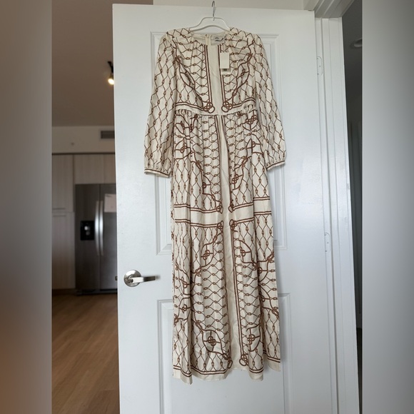 NWT Tory Burch Printed Gathered Silk-twill Maxi Dress - Neutrals $998 00 - Picture 11 of 11